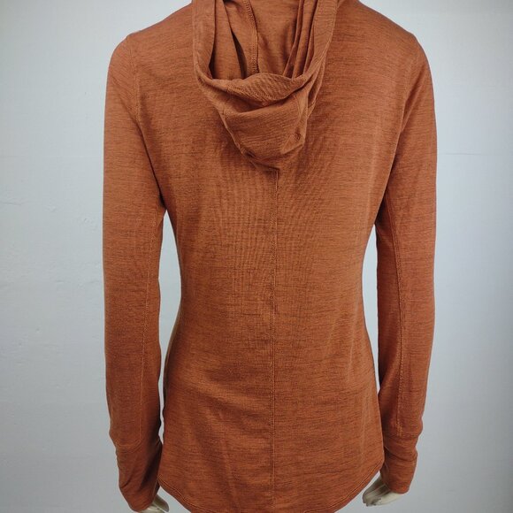 Prana terra cotta brown long sleeve hooded Henley tee t-shirt ladies Small - Picture 5 of 9